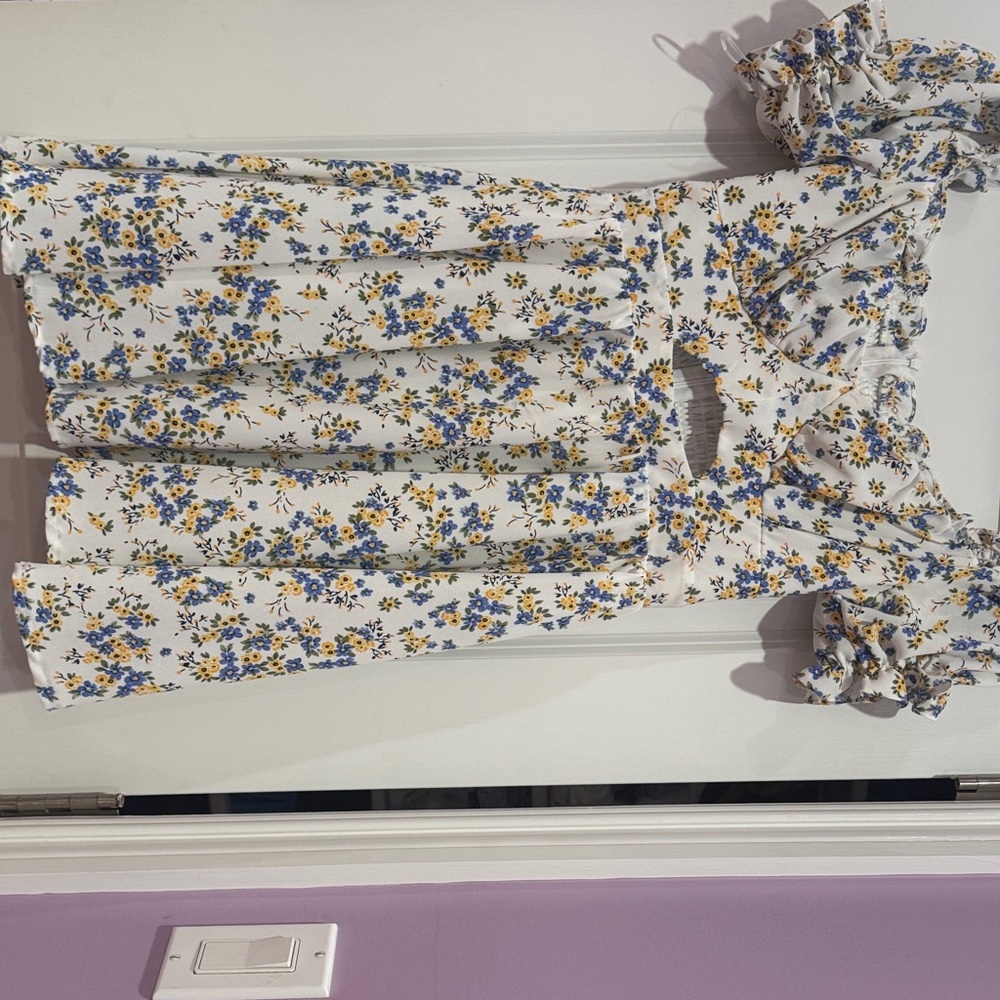 Altar'd State Blue and Yellow Floral Blouse
